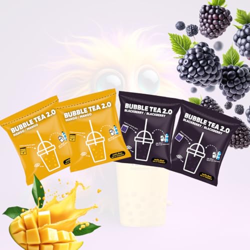 Mango & Brombeere Bubble Tea 2.0 - Instant Bubble Tea im Beutel inkl. Strohhalme, Einfache Zubereitung, Mit Milch oder Wasser, Perfekt für Unterwegs, Recyclingfähig, Intensiver Geschmack von schultz und könig