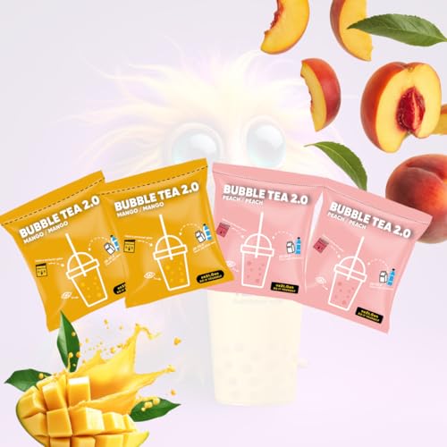 Mango & Pfirsich Bubble Tea 2.0 - Instant Bubble Tea im Beutel inkl. Strohhalme, Einfache Zubereitung, Mit Milch oder Wasser, Perfekt für Unterwegs, Recyclingfähig, Intensiver Geschmack von schultz und könig