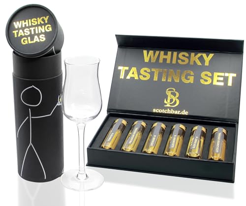 Einsteiger Whisky Tasting Set | Scotch Single Malt | in edler Geschenkbox mit Magnetverschluss inklusive mundgeblasenes Tasting-Glas von scotchbar