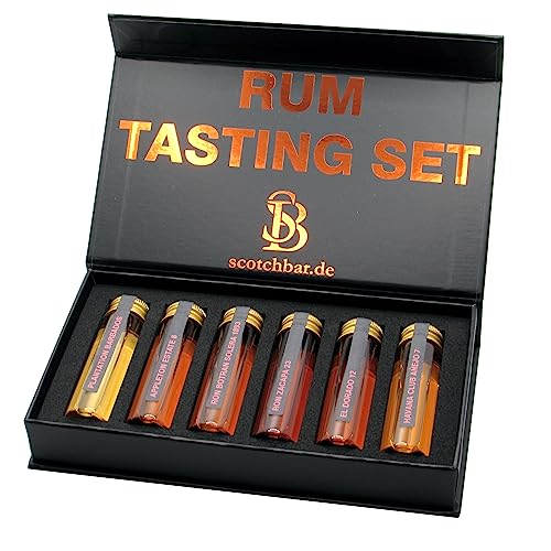 Premium Rum Tasting Set | aus Barbados, Jamaika, Guyana, Kuba |mit Tasting-Set-Flyer | in edler Geschenkbox mit Magnetverschluss von scotchbar