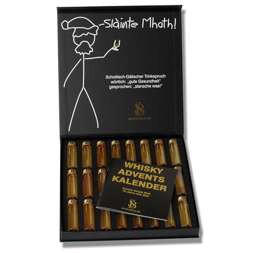 Premium Whisky Adventskalender in edler Geschenkbox exklusiv von scotchbar – 24 hochwertige Scotch Single Malt, jeweils für mindestens 10 Jahre in Eichenfässern gelagert Premium Whisky Adventskalender in edler Geschenkbox exklusiv von scotchbar – 24 hochwertige Scotch Single Malt, jeweils für mindestens 10 Jahre in Eichenfässern gelagert von scotchbar