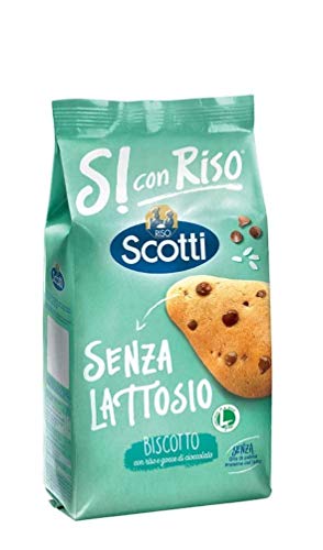 3x Riso Scotti Biscotti con riso e gocce di cioccolato senza lattosio Schokoladenkekse mit Reis laktosefrei 350g biscuits cookies 100% italienische Kekse von Riso Scotti