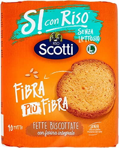 6x Riso Scotti Fette Biscottate Senza Lattosio 40 Laktosefreie Zwieback mit Vollkornmehl ohne Milchproteine ​​und ohne Palmöl 300g Kekse Brotersatz von Riso Scotti