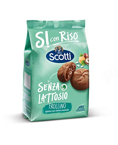 Riso Scotti Senza Lattosio Frollino ripieno con crema di nocciole Kekse Shortbread gefüllt mit Haselnusscreme Laktosefrei Ohne Palmöl und ohne Milchproteine 200g Biscuits cookies von Riso Scotti