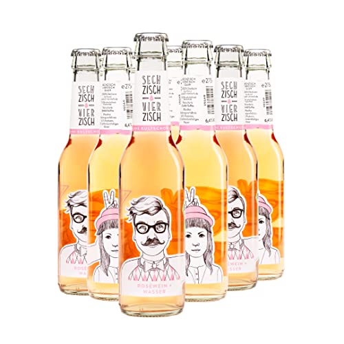 6x sechzisch vierzisch Roséwein + Wasser Weinschorle - Rosewein Roséschorle 0,275l 6,4% vol. von sechzisch vierzisch