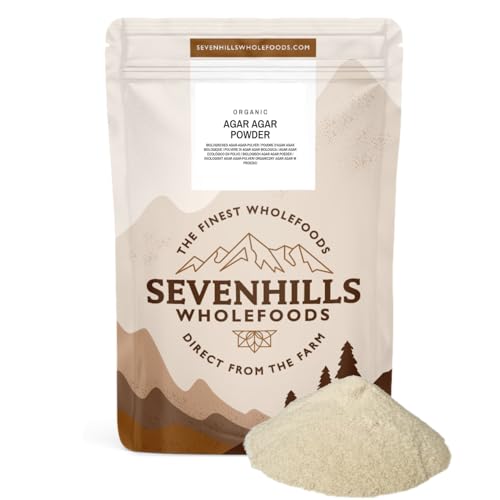 Agar Agar Pulver Bio 100g, Veganes Gelatinepulver, Vegane Gelatine, Glutenfrei, Sevenhills Wholefoods, für Tortencreme, Dessert, Mousse & Marmelade, kalte oder heiße Verarbeitung von sevenhills wholefoods