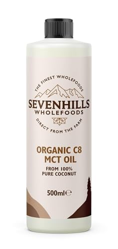 Sevenhills Wholefoods Bio MCT Öl C8 (mindestens 99%) aus 100% Kokosnuss, 500ml, recycelbare Kunststoffdose von sevenhills wholefoods