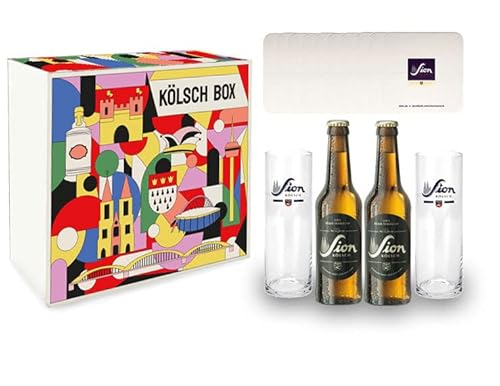 Sion Kölsch Set/Geschenkset - 2x Sion Kölsch 330ml (4,8% Vol) + 2x Sion Gläser + 10x Sion Bierdeckel - Inkl. Pfand MEHRWEG von Sion-Sion