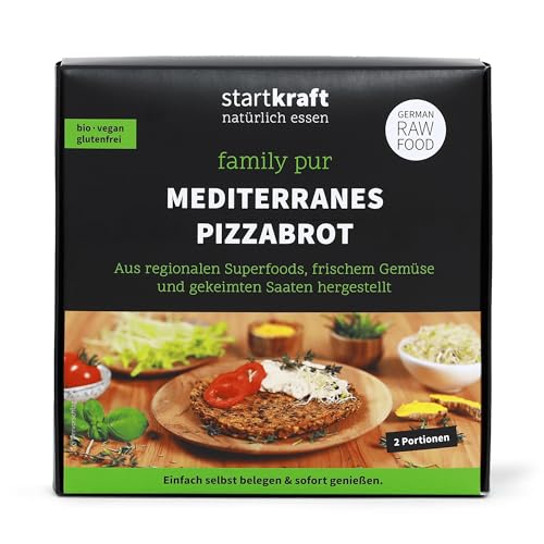 startkraft mediterranes Pizzabrot 120g, Rohkostbrot, 2 Mini Pizzaböden á 60g aus Gemüse und Saaten, vegan und glutenfrei von startkraft