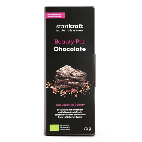 startkraft Beauty Chocolate 75g, vegane Schokolade nur mit Kokosblütenzucker gesüßt, glutenfrei, Schokoladentafel mit Himbeeren und gekeimter Braunhirse startkraft Beauty Chocolate 75g, vegane Schokolade nur mit Kokosblütenzucker gesüßt, glutenfrei, Schokoladentafel mit Himbeeren und gekeimter Braunhirse von startkraft