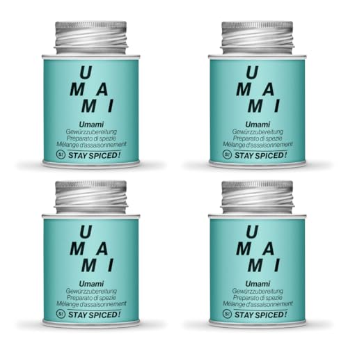 STAY SPICED ! Köstliche Umami Gewürzmischung | 4er Set | Natur Pur | Alles würzer - Gewürz Allrounder | Ohne Glutamat | 170ml Schraubdose aus Weißblech zu 100% recyclebar | Füllgewicht: 4x 70g von stay spiced!