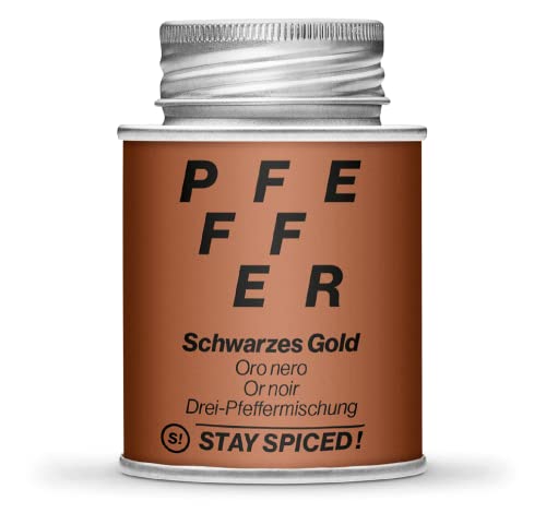 STAY SPICED ! Schwarzes Gold – Ganzer Schwarzer Pfeffer | Premium Pfefferkörner zum Nachfüllen & Mahlen | Intensives Aroma | Gourmet-Gewürz für Steak, Grill, Pasta & Saucen | Ohne Zusatzstoffe von stay spiced!