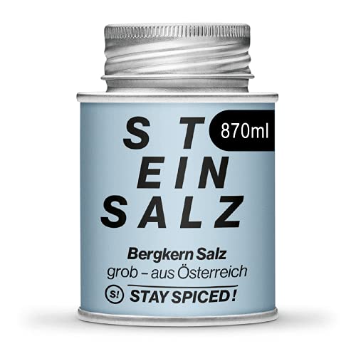 XXL STAY SPICED ! Ausseer Bergkern Salz | Grau-rosa und grob | Verpackt in 870 gr Weißblechdose von stay spiced!