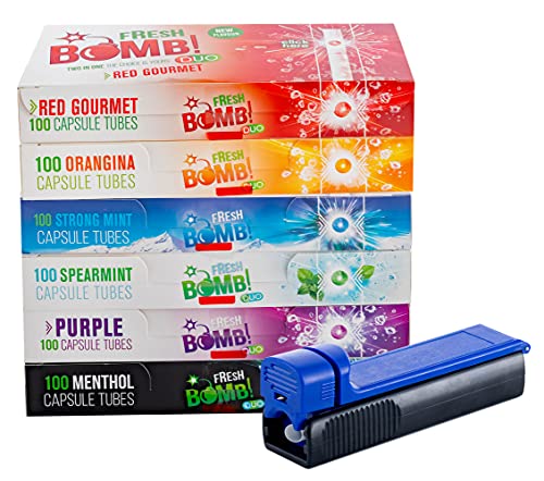 Fresh Bomb Click Hülsen probier Paket mit Allen Sorten, Artic, Orange, Beere, Menthol, Pfefferminz inkl Gratis Stopfer Fresh Bomb Click Hülsen probier Paket mit Allen Sorten, Artic, Orange, Beere, Menthol, Pfefferminz inkl Gratis Stopfer von sunmondo