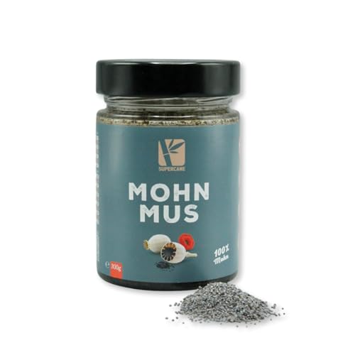 Cremiges Mohnmus aus 100% Mohnsamen | Proteinreicher Aufstrich | Vegan & Glutenfrei | 300gr Mohnsamenmus von supercane