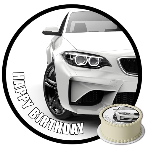 Essbare Tortenaufleger - Tortenaufleger Geburtstag - Tortendeko BMW Motiv - Geburtstagskuchen Deko aus Fondant - Rund 20 cm - Esspapier Tortendeko - Tortenaufleger Cars Motiv - Cake Decoration von sweet-decor.de