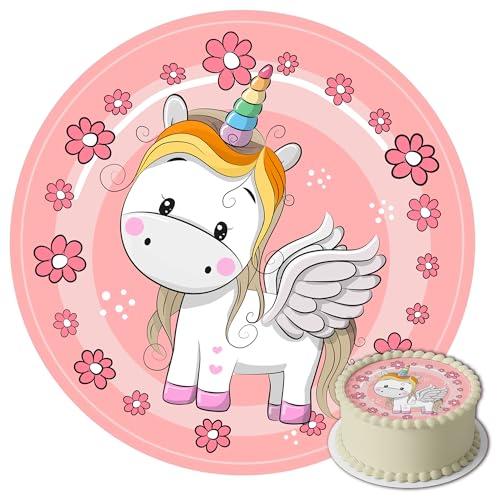 J&M DECO Tortenaufleger Einhorn – essbare Kuchendeko Ø 20 cm – Tortenbild für Mädchengeburtstag mit Regenbogen-Motiv – Tortendekoration aus Zuckerpapier – gebrauchsfertig J&M DECO Tortenaufleger Einhorn – essbare Kuchendeko Ø 20 cm – Tortenbild für Mädchengeburtstag mit Regenbogen-Motiv – Tortendekoration aus Zuckerpapier – gebrauchsfertig von J&M DECO
