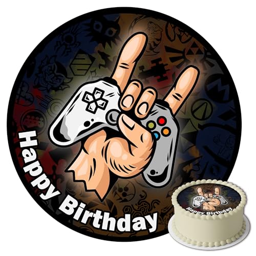 J&M DECO Tortenaufleger Gamer – essbare Kuchendeko Ø 20 cm – Tortenbild mit Gaming-Motiv für Jungengeburtstag – Zuckerpapier Tortendekoration – gebrauchsfertig J&M DECO Tortenaufleger Gamer – essbare Kuchendeko Ø 20 cm – Tortenbild mit Gaming-Motiv für Jungengeburtstag – Zuckerpapier Tortendekoration – gebrauchsfertig von J&M DECO