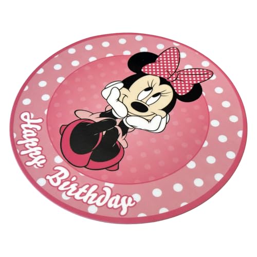 Essbare Tortenaufleger - Tortenaufleger Geburtstag - Tortendeko Minnie Mouse Motiv - Geburtstagskuchen Deko aus Fondant - Rund 20 cm - Esspapier Tortendeko - Cake Decoration von sweet-decor.de