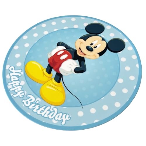 Essbare Tortenaufleger - Tortenaufleger Geburtstag - Tortendeko Mickey Mouse Motiv - Geburtstagskuchen Deko aus Fondant - Rund 20 cm - Esspapier Tortendeko - Cake Decoration von sweet-decor.de