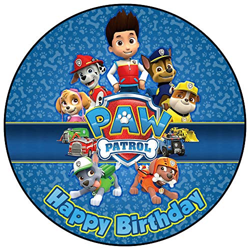 Essbare Tortenaufleger - Tortenaufleger Geburtstag - Tortendeko Paw Patrol - Geburtstagskuchen Deko aus Fondant - Rund 20 cm - Esspapier Tortendeko - Tortenaufleger Paw Patrol - Cake Decoration von sweet-decor.de