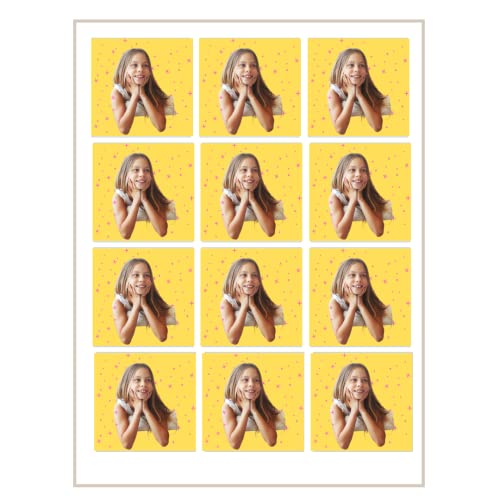 Sweetec personalisierte Keksaufleger 6,3x6,3cm Quadratische eigenes photo zucker deko bilder topper fur Kekse Kuchen cupcake happy birthday esspapier hocjzeit taufe geburstag essbare süßigkeiten von sweetec