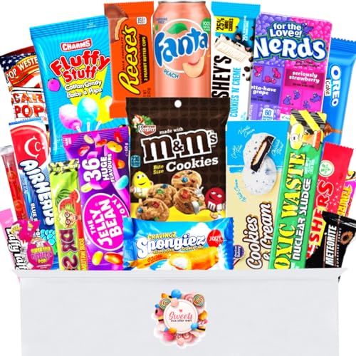 Amerikanische Süßigkeiten Box mit 24 Snacks – Süßigkeiten aus aller Welt - American Candy Box – Sweets Süssigkeiten Box aus Amerika von sweets aus aller welt