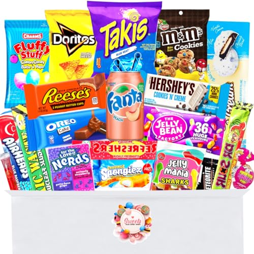 Amerikanische Süßigkeiten Box mit 24 Snacks – Süßigkeiten aus aller Welt mit Takis - USA Süßigkeiten - American Candy Box – Sweets Süssigkeiten Box aus Amerika von sweets aus aller welt