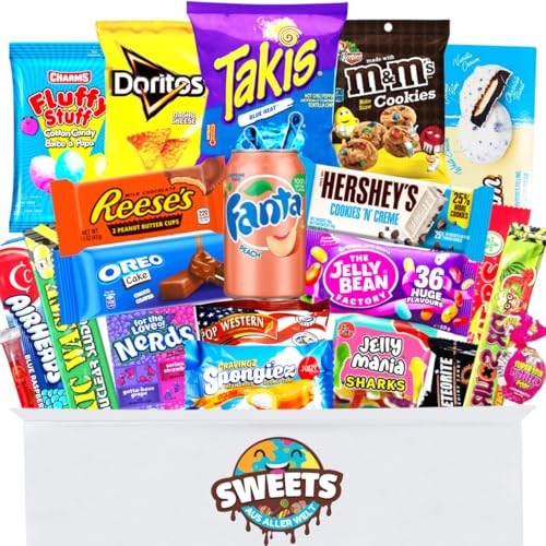 Amerikanische Süßigkeiten Box mit 24 Snacks – Süßigkeiten aus aller Welt mit Takis - USA Süßigkeiten - American Candy Box – Sweets Süssigkeiten Box aus Amerika von sweets aus aller welt