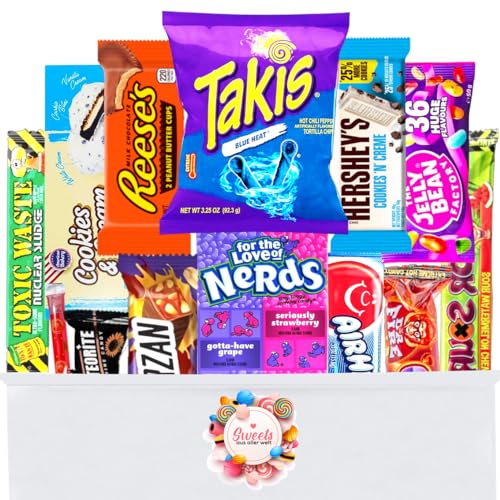 Amerikanische Süßigkeiten Box mit Takis blue – 14 USA Süßigkeiten aus aller Welt - American Candy Box mit Takis Chips – Sweets Süssigkeiten Box aus Amerika von sweets aus aller welt