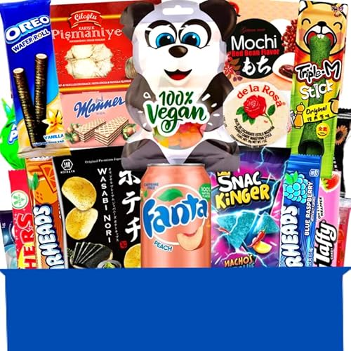 Vegane Süßigkeiten Box – Deine leckere Weltreise Veganbox - Vielfältige Sweets & Snacks Candy Box - Vegan Süßigkeiten Geschenk (XL) von sweets aus aller welt