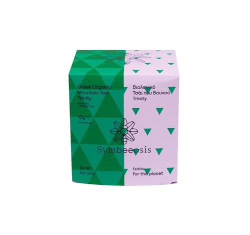 Symbeeosis Griechischer Bio-Bergtee Trinität - Antioxidantienreich, Gedächtnissteigernd, Immunsystemverbessernd, koffeinfrei, erfrischendes Aroma, 10 Pyramiden von Symbeeosis