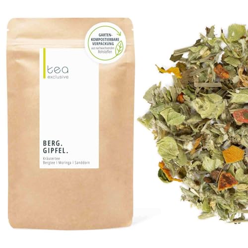 Berggipfel, Premium Kräutertee, echter Griechischer Bergtee mit Moringa und Orange, 100g loser Tee im Beutel - tea exclusive von tea exclusive