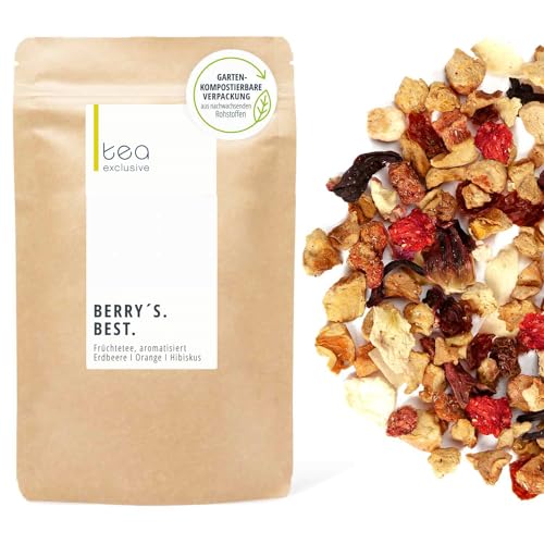 Berry's Best, Früchtetee, intensiv fruchtige Beeren Sahne Apfel Kokos, perfekt auch als Eistee, 125g loser Tee im Beutel - tea exclusive von tea exclusive