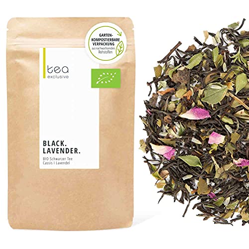 Black Lavender, BIO Schwarzer Tee, schwarze Johannisbeere (Cassis) mit Lavendel, Premium Tee-Rarität, 125g loser Tee im Beutel - tea exclusive von tea exclusive