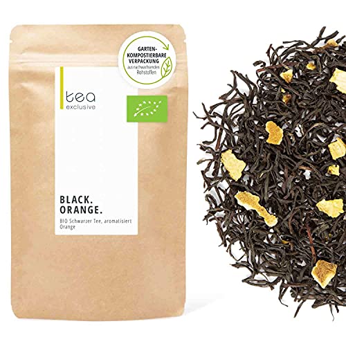 Black Orange, BIO Schwarzer Tee mit sonnengereiften Orangen, anregend-fruchtig, Premium Tee, 125g loser Tee im Beutel - tea exclusive von tea exclusive
