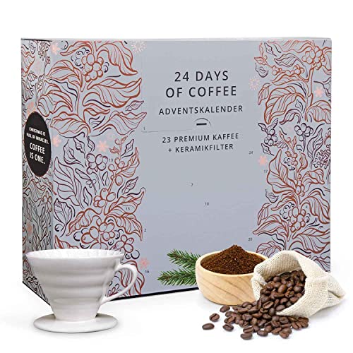 Erlebnis Kaffee Adventskalender "Filterkaffee" - mit Gratis Keramik Filter, Kaffee Bohnen fertig gemahlen von tea exclusive