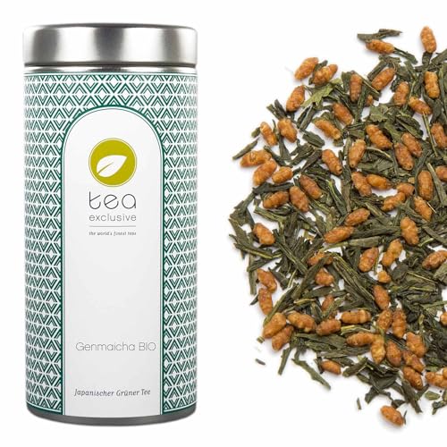 BIO Genmaicha Grüner Tee | Premium loser Sencha mit geröstetem braunen Natur-Reis | Original aus Japan | Dose 100g | tea exclusive von tea exclusive