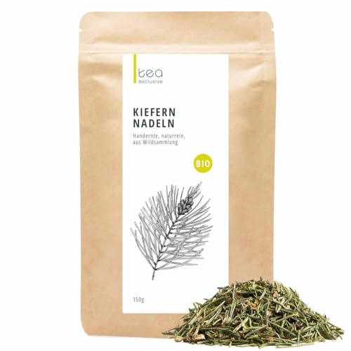 BIO Kiefernnadeln - Kiefernadeltee, geschnitten, Premium Wildsammlung, schonend getrocknet, Rohkost Qualität, 150g - tea exclusive von tea exclusive