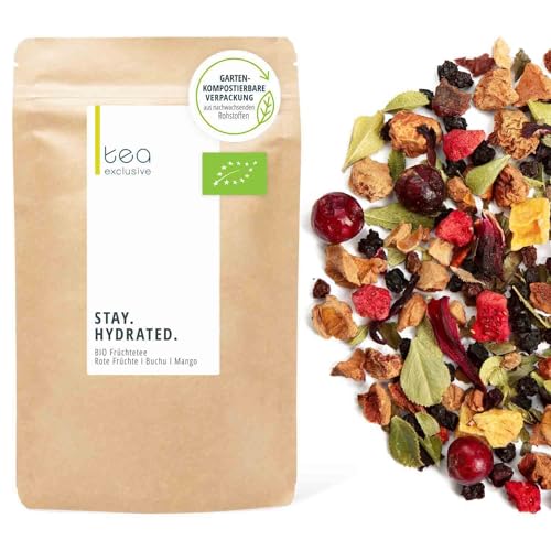 tea exclusive | Stay Hydrated - Workout Durstlöscher Tee | BIO Früchtetee lose, rein natürlich | Perfekt für Freizeit, Sport, Training & aktive Tage | 100g Beutel von tea exclusive