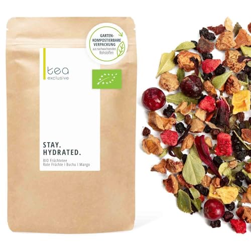 tea exclusive | Stay Hydrated | loser BIO Früchtetee, koffeinfrei | idealer Durstlöscher, Sport, Workout | 100g Beutel von tea exclusive