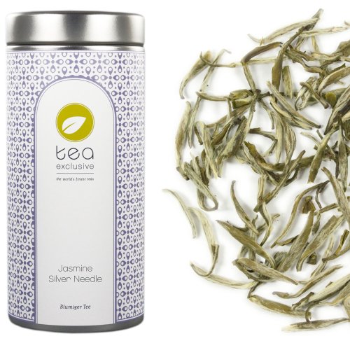 tea exclusive | Jasmine Silver Needle | Weißer Tee mit Jasmin | frisch, lieblicher & duftender Jasmintee aus China | Dose 50g von tea exclusive