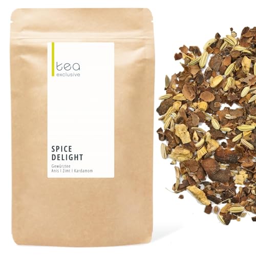 tea exclusive - Spice Delight | koffeinfreie würzige Chai Mischung ohne Aromazusätze | Gewürztee lose | 125g Dose von tea exclusive