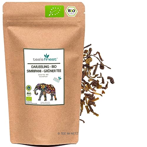 tea`s finest® Grüner Tee Darjeeling Plantage Simripani - BIO (100 Gramm) von tea`s finest