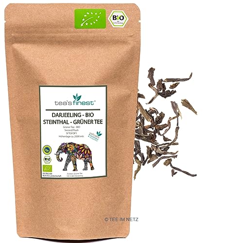 tea`s finest® Grüner Tee Darjeeling Plantage Steinthal SFTGFOP1 - BIO (100 Gramm) von tea`s finest