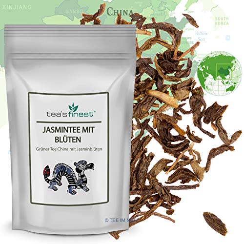 tea`s finest® Grüner Tee Jasmintee mit Blüten (100 Gramm) von tea`s finest