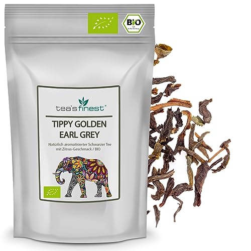 tea`s finest® Schwarzer Tee Tippy Golden Earl Grey - BIO (100 Gramm) von tea`s finest