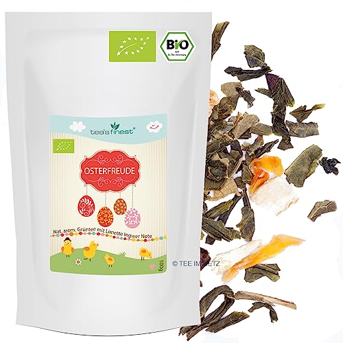 Ostertee Osterfreude - Grüner Tee aromatisiert Limette Ingwer Geschmack - BIO (100 Gramm) von tea`s finest