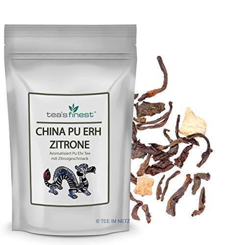 tea`s finest® Pu Erh Tee Zitrone - China (100 Gramm) von tea`s finest