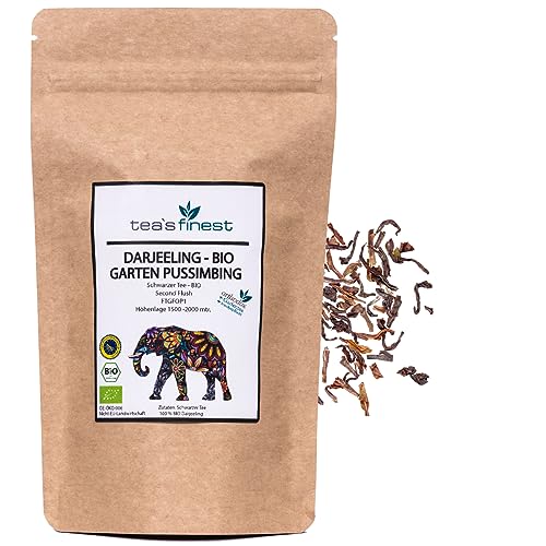 tea`s finest® Schwarzer Tee Darjeeling Gartentee Pussimbing FTGFOP1 Second Flush - BIO (250 Gramm) von tea`s finest